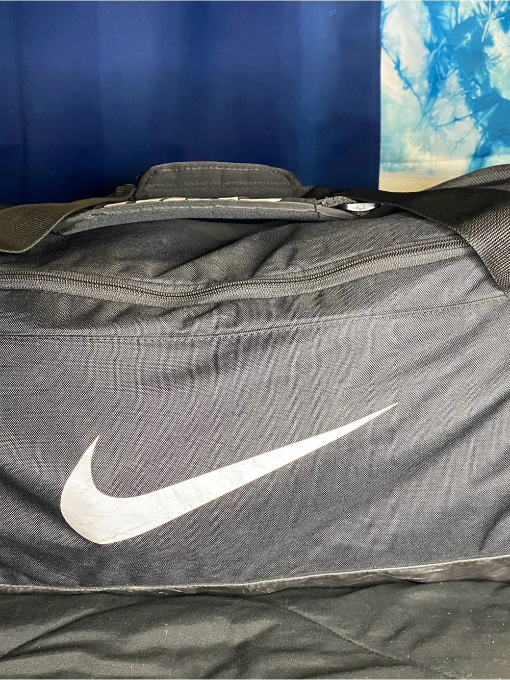 Nike Black Duffel Bag with Bold White Logo Medium (60L)